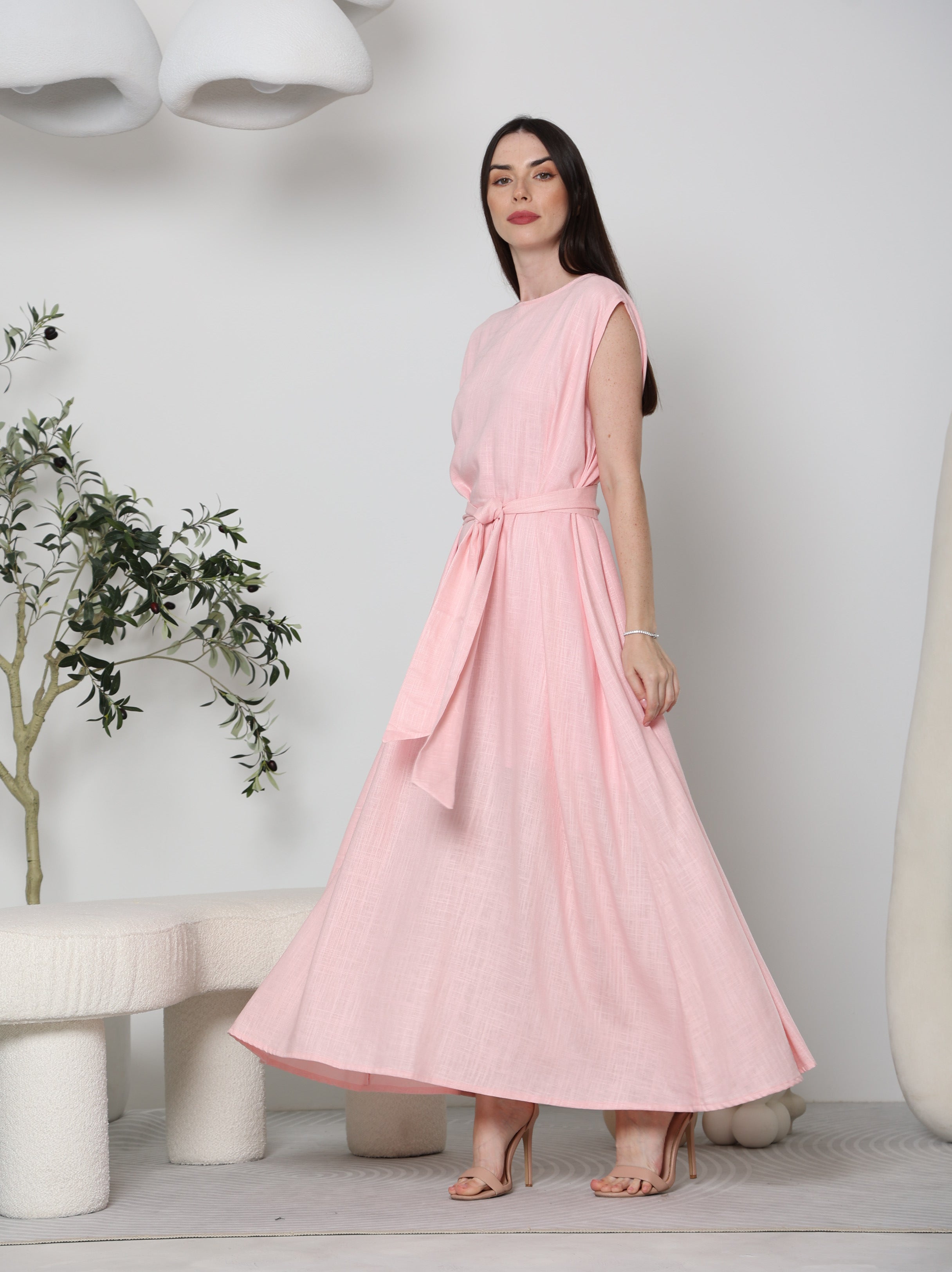 LINEN DRESS UNDER ABAYA