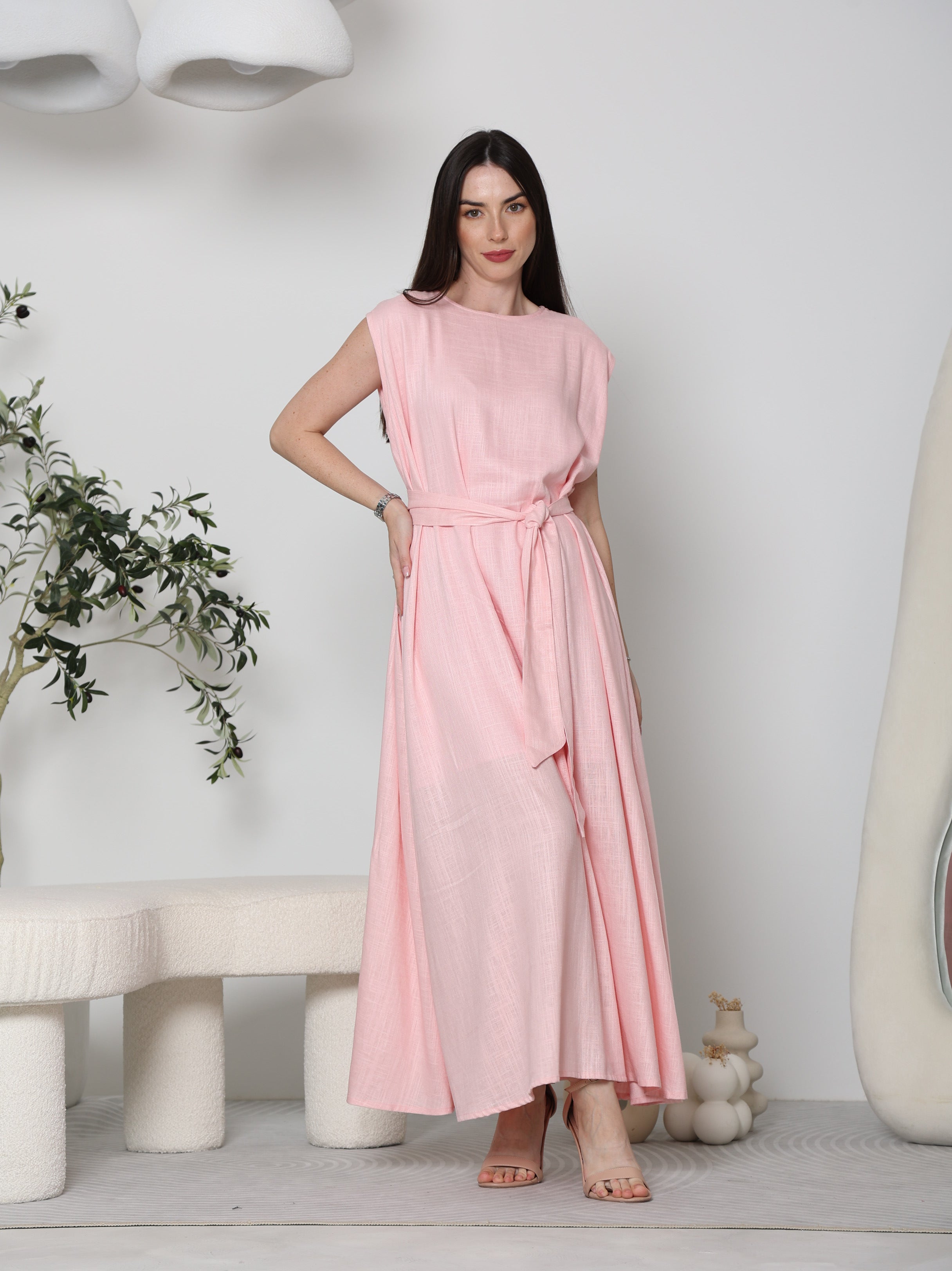 LINEN DRESS UNDER ABAYA
