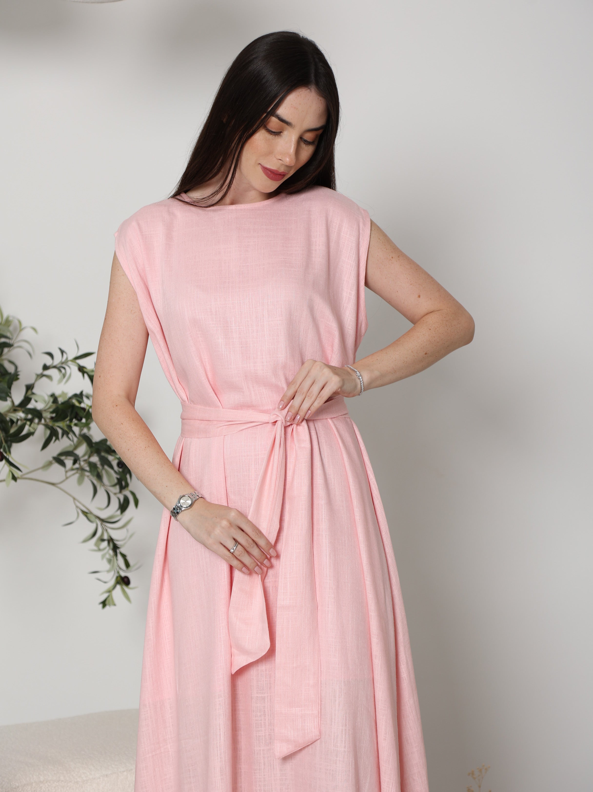 LINEN DRESS UNDER ABAYA