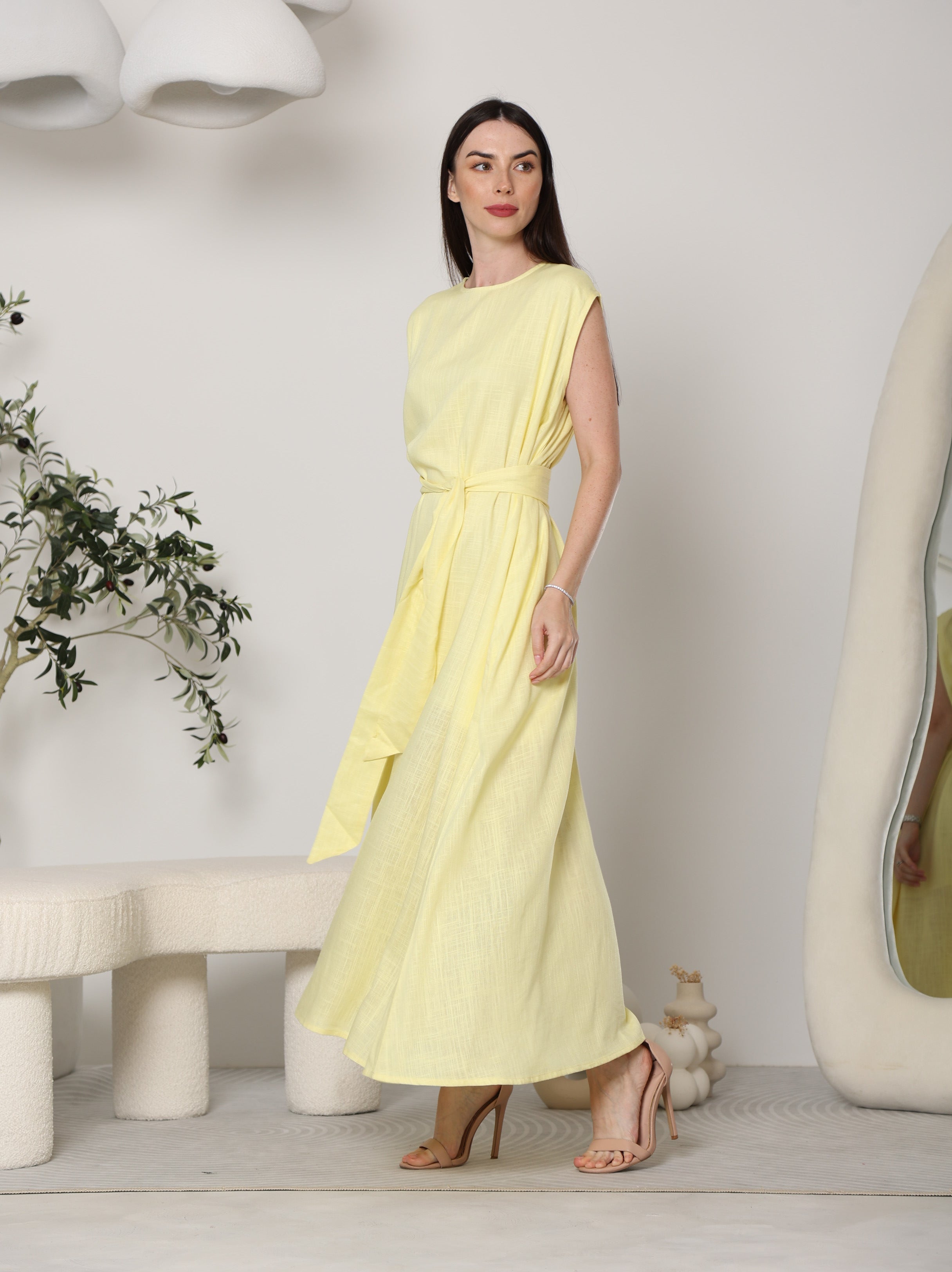 LINEN DRESS UNDER ABAYA