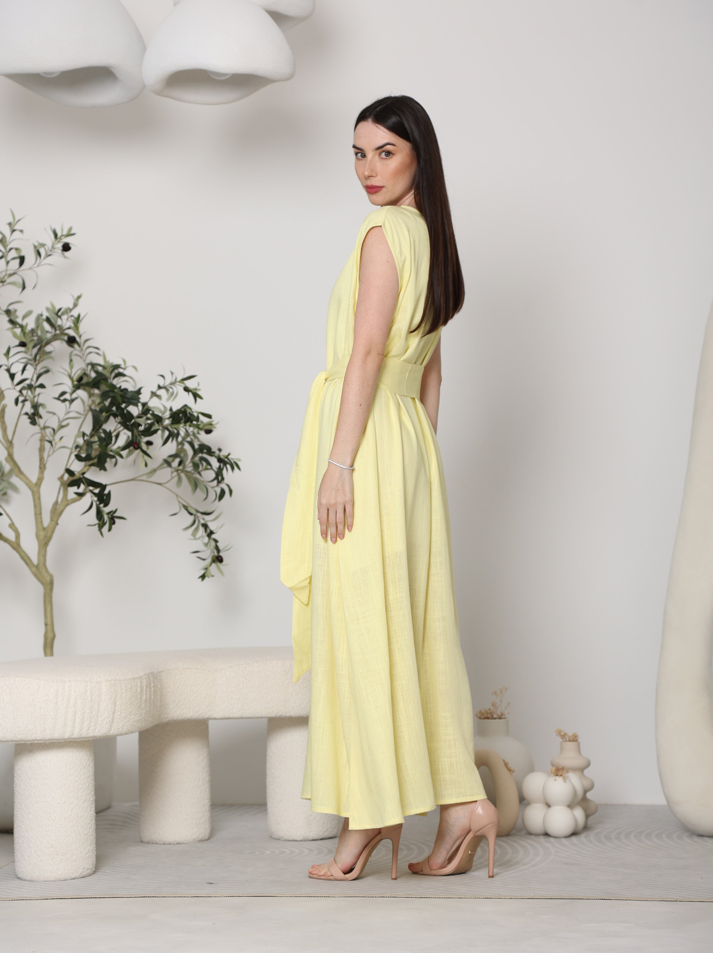 LINEN DRESS UNDER ABAYA