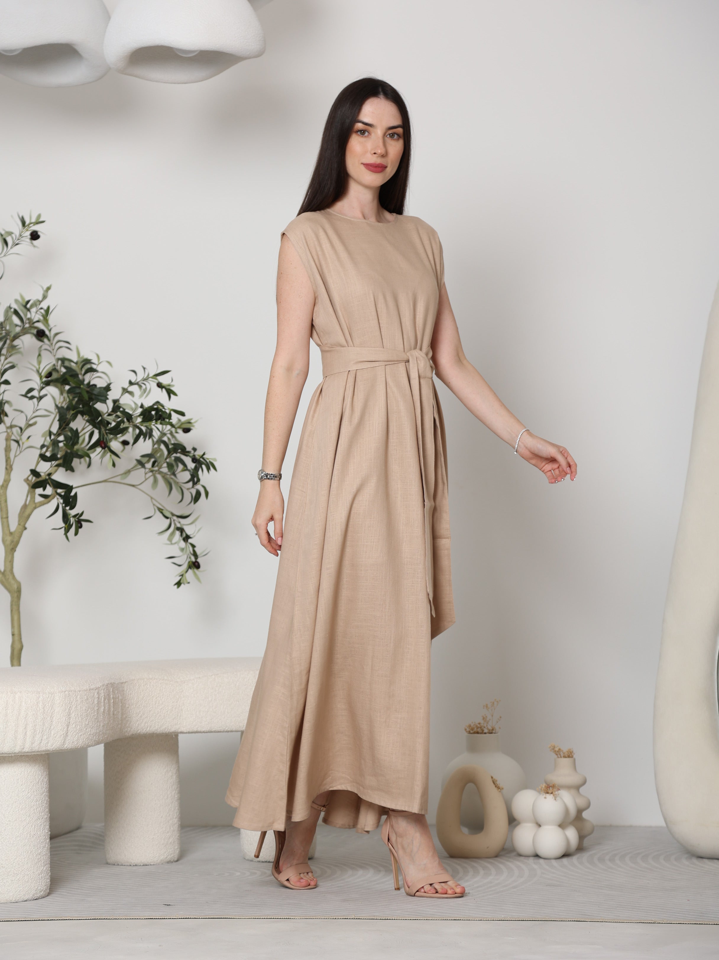 LINEN DRESS UNDER ABAYA