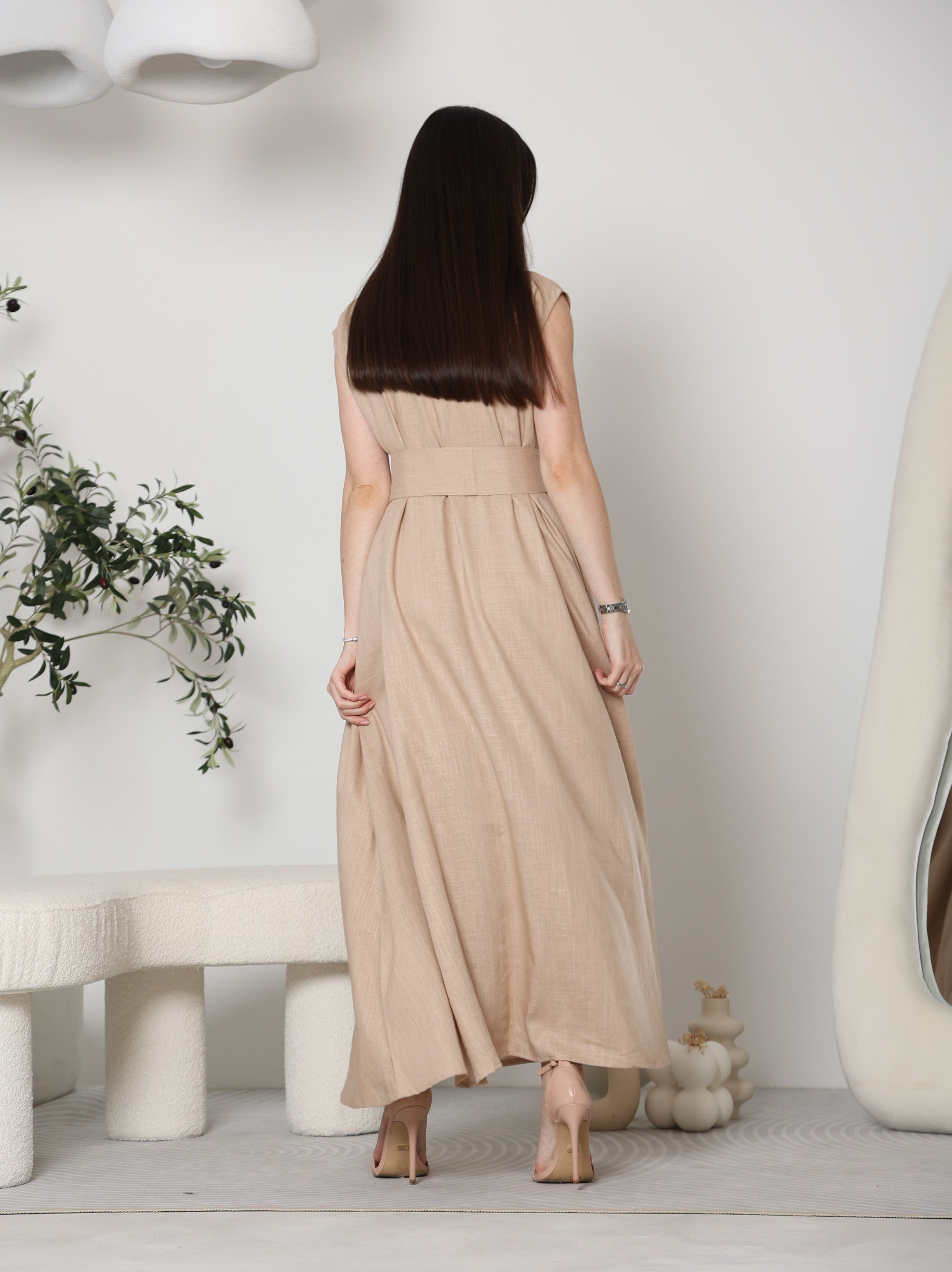 LINEN DRESS UNDER ABAYA