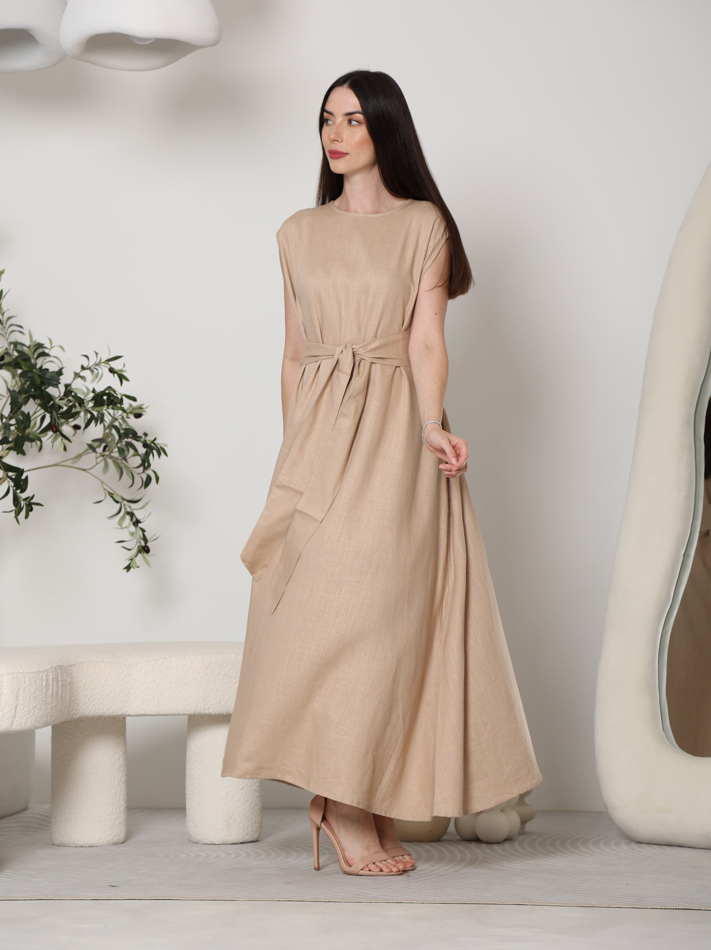 LINEN DRESS UNDER ABAYA