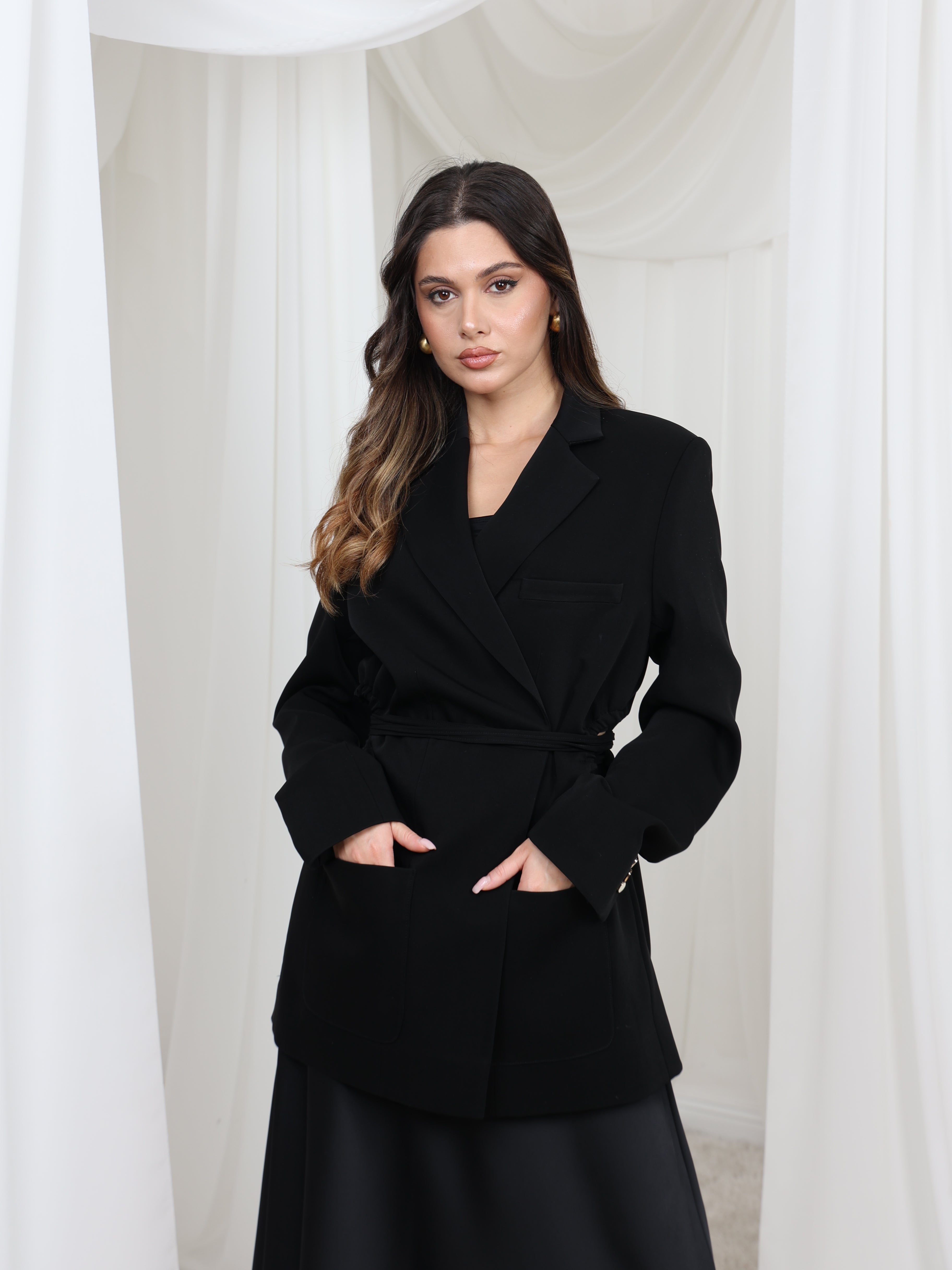 Tie Waist Tailored Blazer
